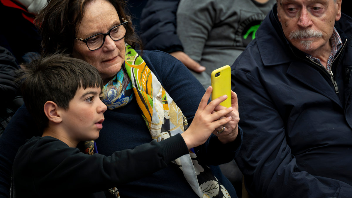 Pope Francis attends "The Caress and the Smile" event to meet with grandparents, the elderly, and grandchildren at the Vatican's Paul VI Audience Hall.
