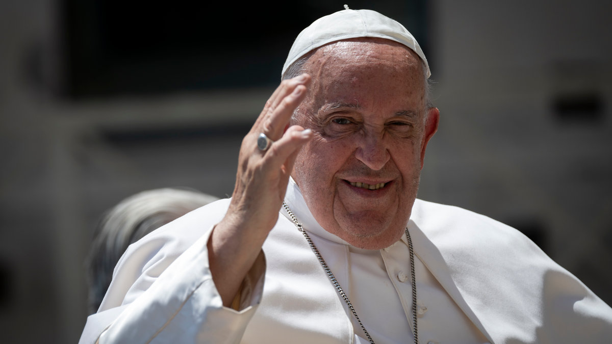 Pope Francis during his weekly general audience in St. Peter's square at the Vatican on May 29, 2024.