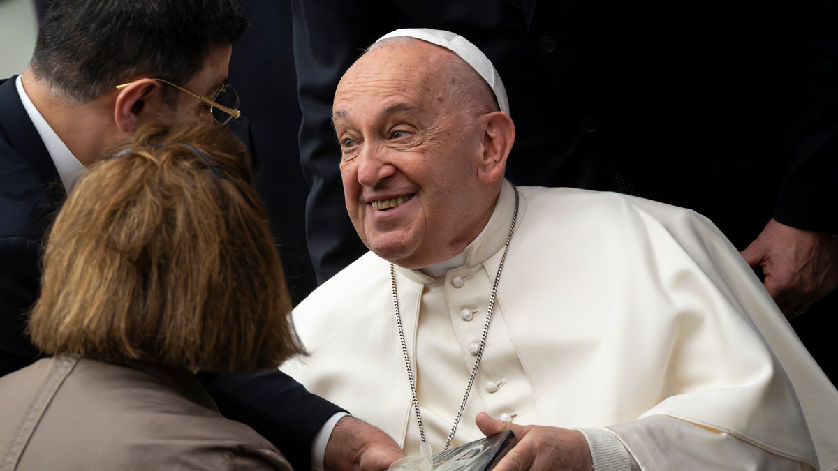 Pope Francis during his weekly general audience in Paul VI Hall at the Vatican on May 01, 2024