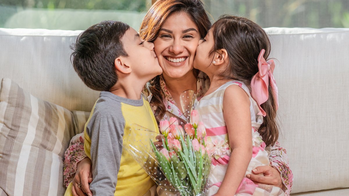 mom and sons