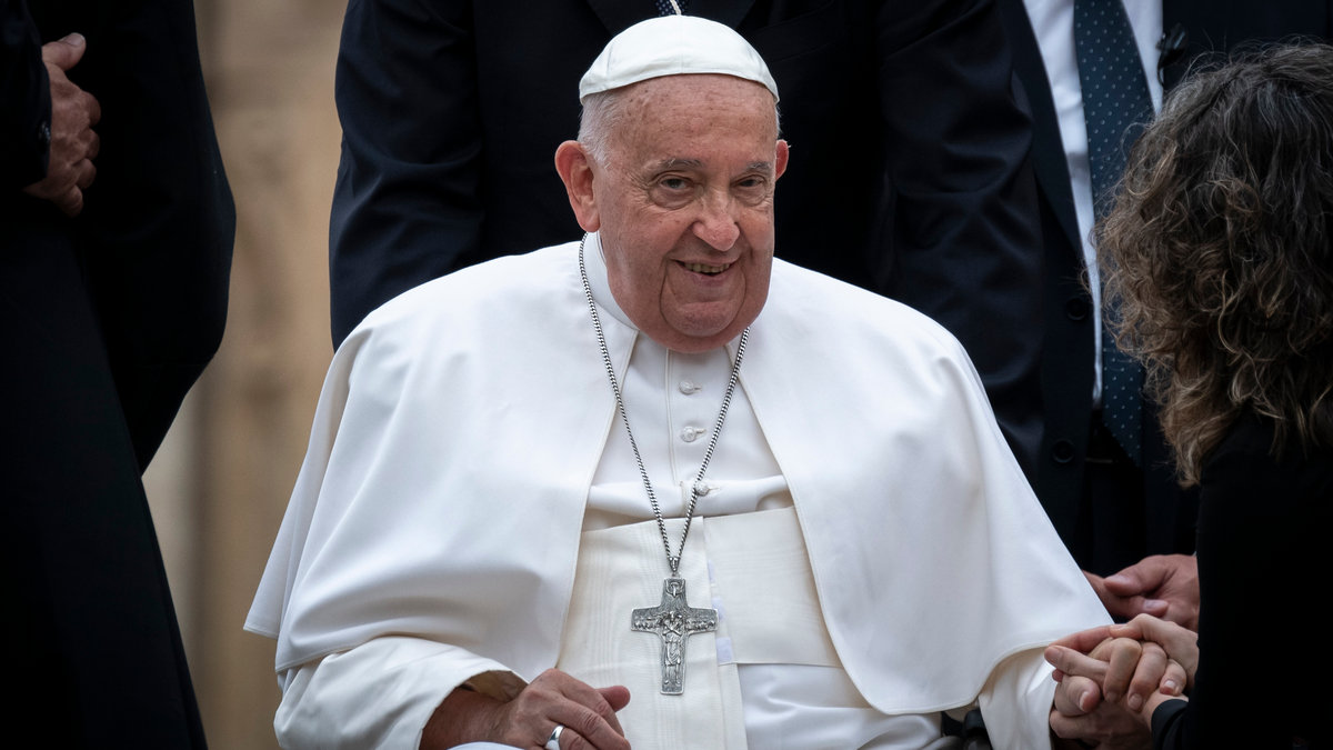 Pope Francis during his weekly general audience in St. Peter's square at the Vatican on June 19, 2024.