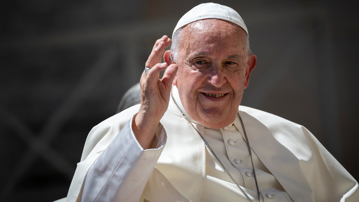 Pope Francis during his weekly general audience in St. Peter's square at the Vatican on June 05, 2024.