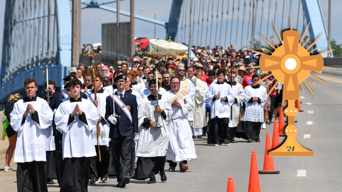Eucharistic Pilgrimage - The Junipero Serra Route that started at the Golden Gate Bridge in San Francisco crosses the Amelia Earhart Bridge into Atchison, Kansas