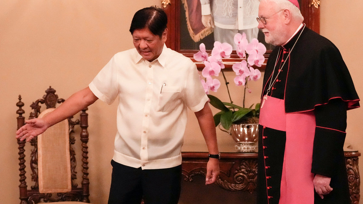 Philippines' President Ferdinand Marcos Jr. and Vatican's Secretary Archbishop Paul Gallagher