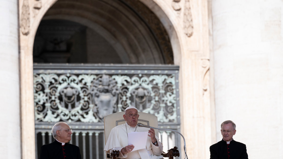 Pope Francis during his weekly general audience in St. Peter's square at the Vatican on August 28, 2024.