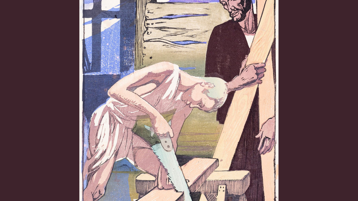 "Christ in the Carpenters Shop" Woodcut by Margery Allington Royds