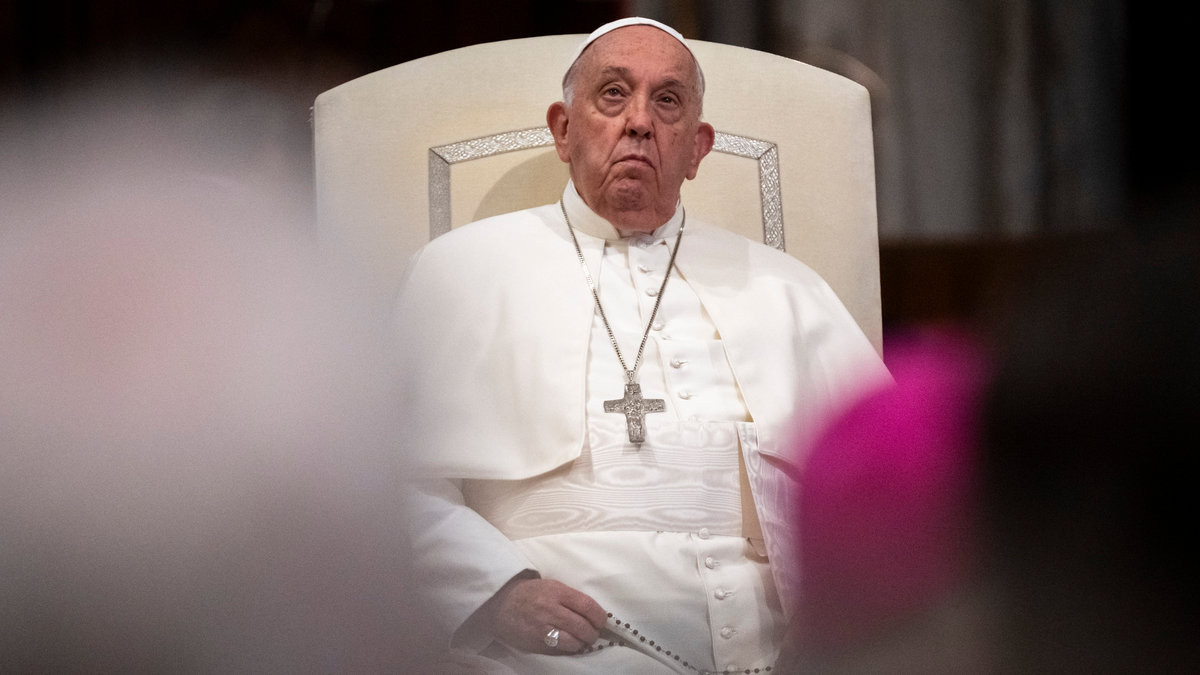 Pope Francis prays for the Rosary for Peace with members of the Synod Assembly in the basilica of Santa Maria Maggiore