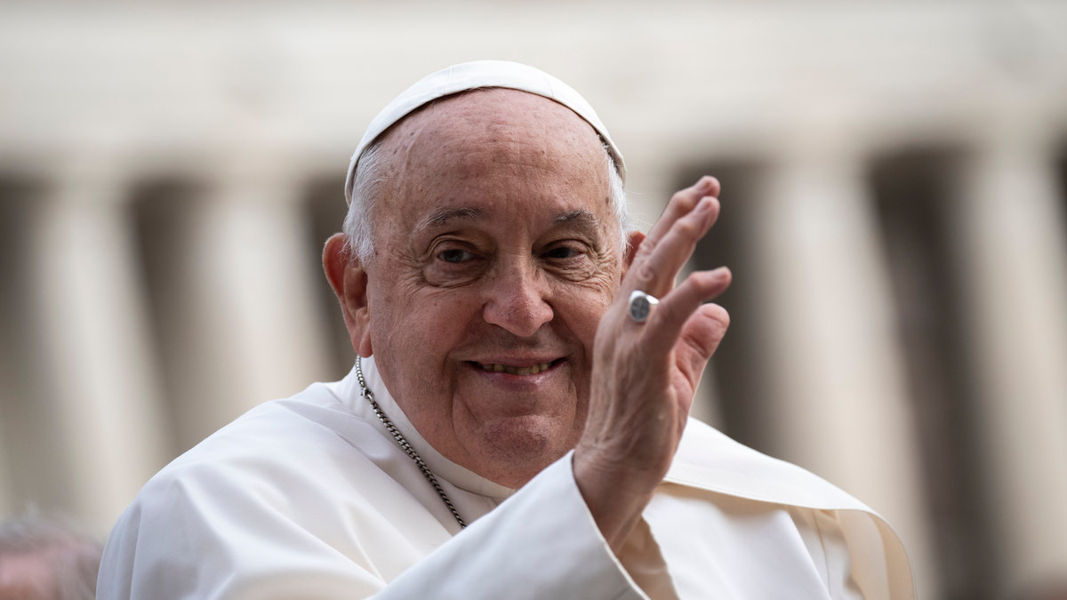 Pope Francis during his weekly general audience in St. Peter's square at the Vatican on October 16, 2024