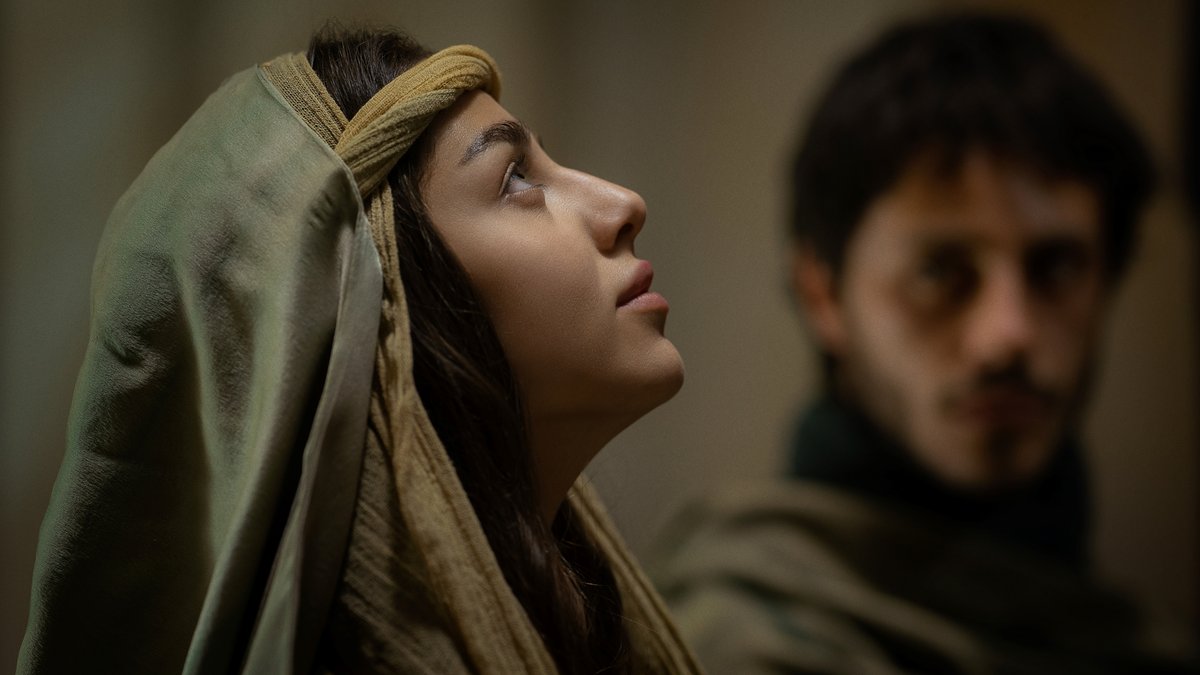Noa Cohen as Mary and Ido Tako as Joseph in the Netflix film "Mary"