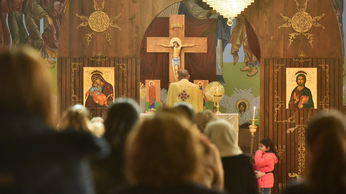 Divine Liturgy at church in Maalula, Syria