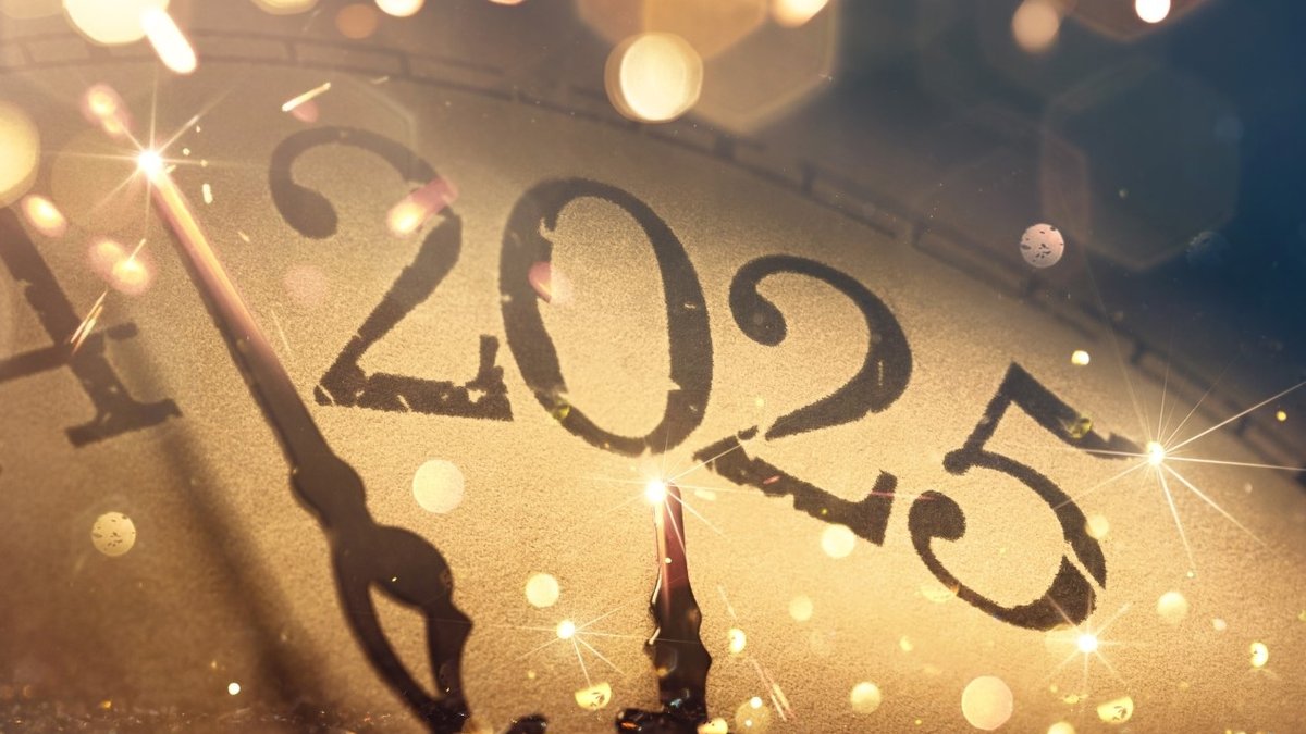 New Year's Eve 2025 Celebration background with gold glitter