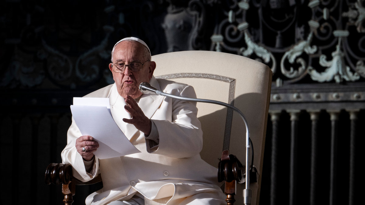 Pope Francis during his weekly general audience in St. Peter's square at the Vatican on December 04, 2024.