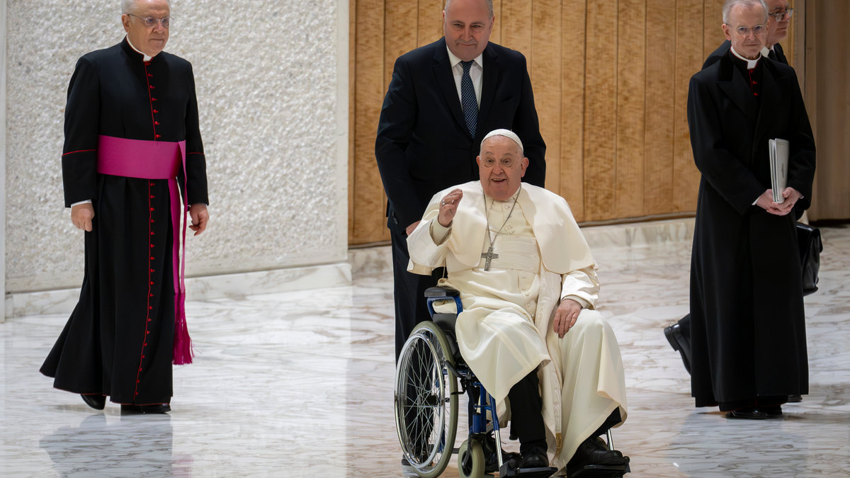 Pope Francis during his weekly general audience in Paul VI Hall at the Vatican on January 15, 2025