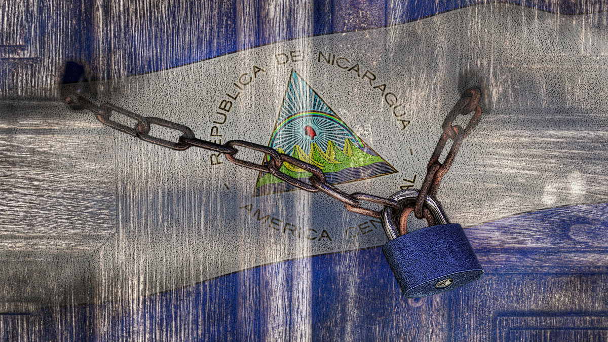 n Nicaragua flag locked door