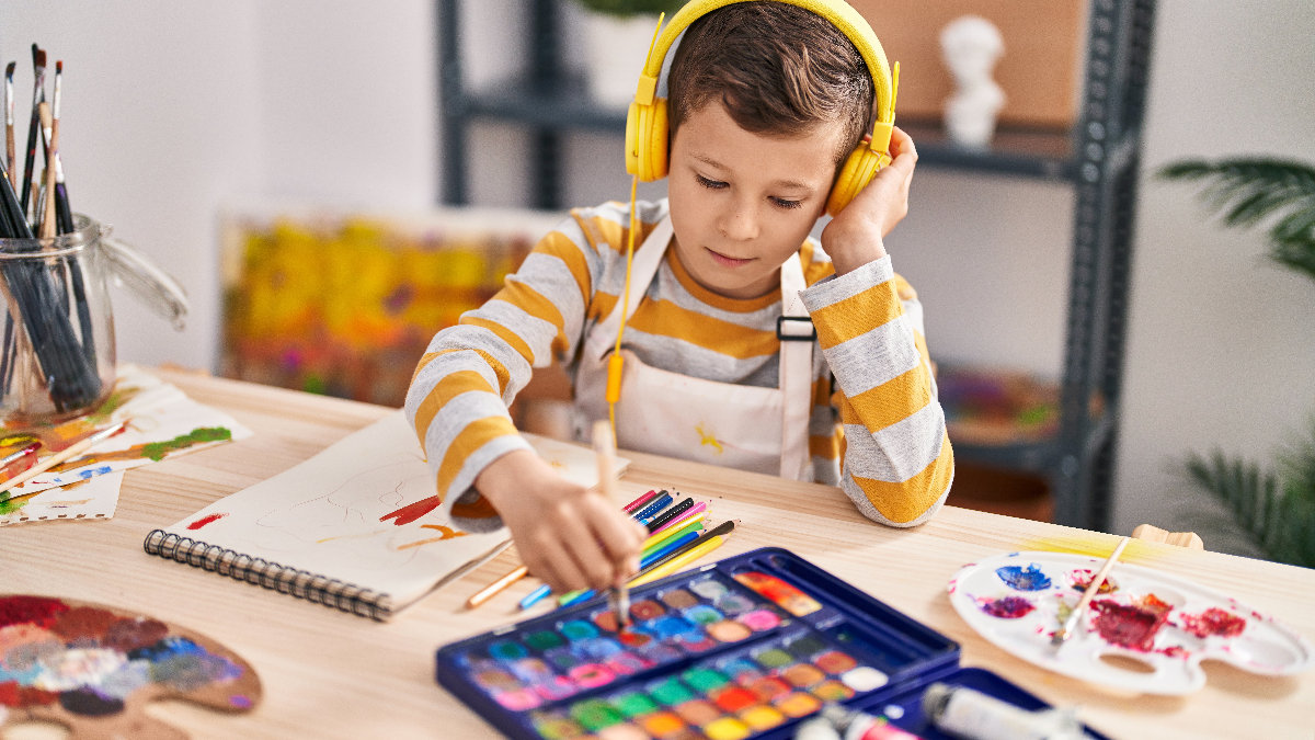 child-headphones-listen-art-