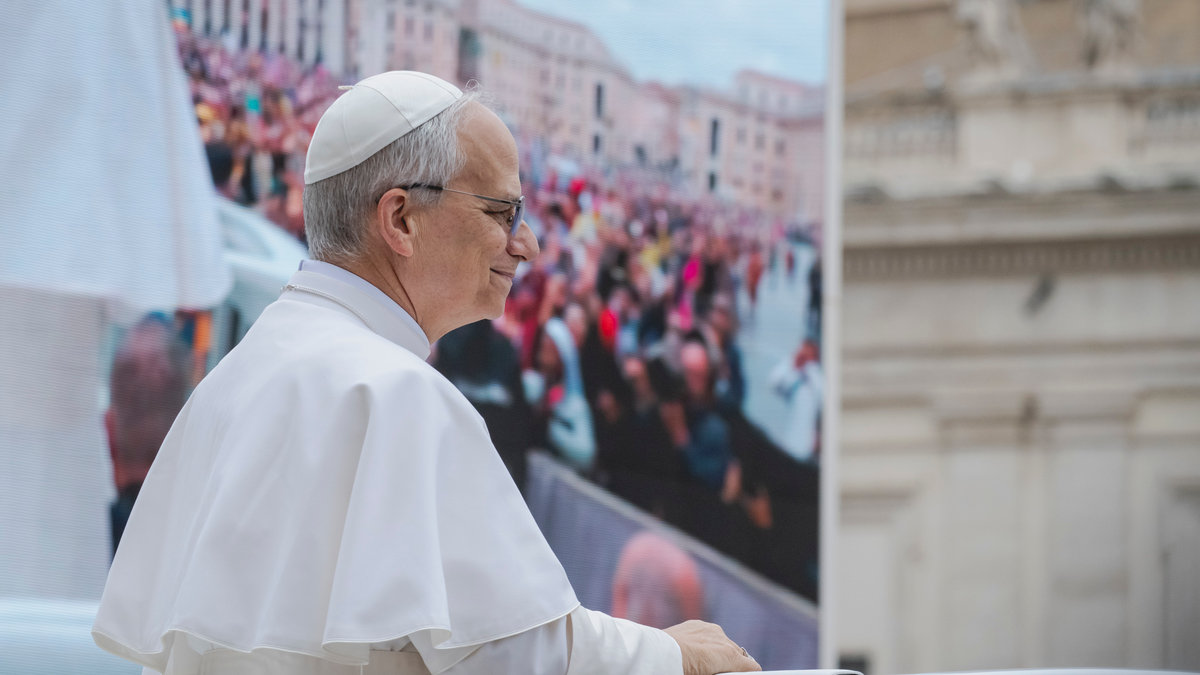 Pope Leo XIV during his first weekly General Audience in St. Peter’s Square, Vatican City, on May 21, 2025.