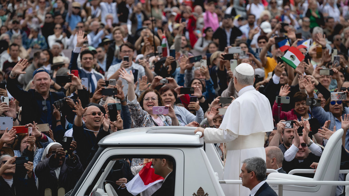 Pope Leo XIV during his first weekly General Audience in St. Peter’s Square, Vatican City, on May 21, 2025.