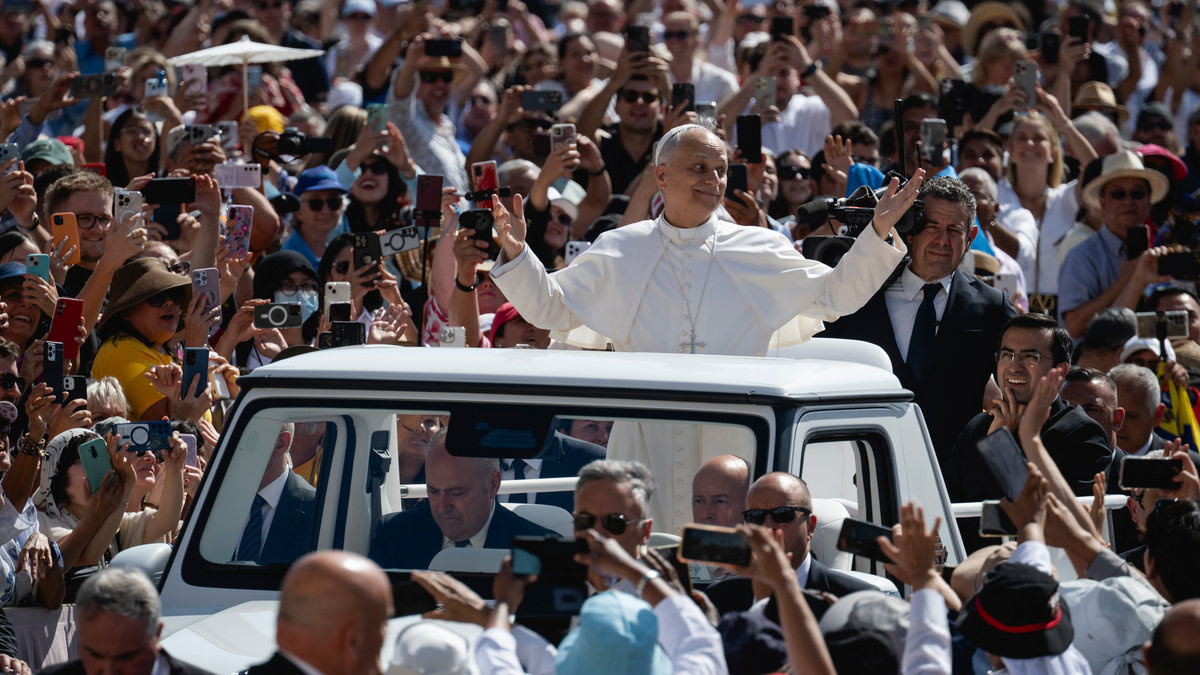 Pope Leo XIV during his weekly general audience in St. Peter's Square at the Vatican, on June 4, 2025.