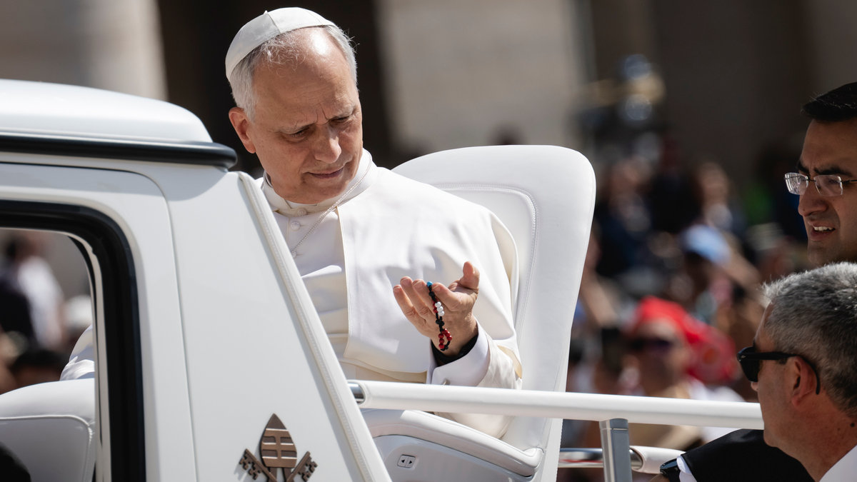Pope Leo XIV during his weekly general audience in St. Peter's Square at the Vatican, on June 4, 2025.