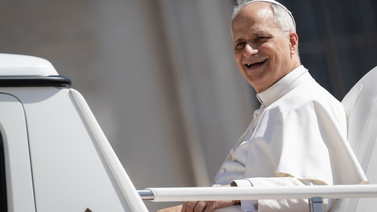 Pope Leo XIV during his weekly general audience in St. Peter's Square at the Vatican, on June 4, 2025.