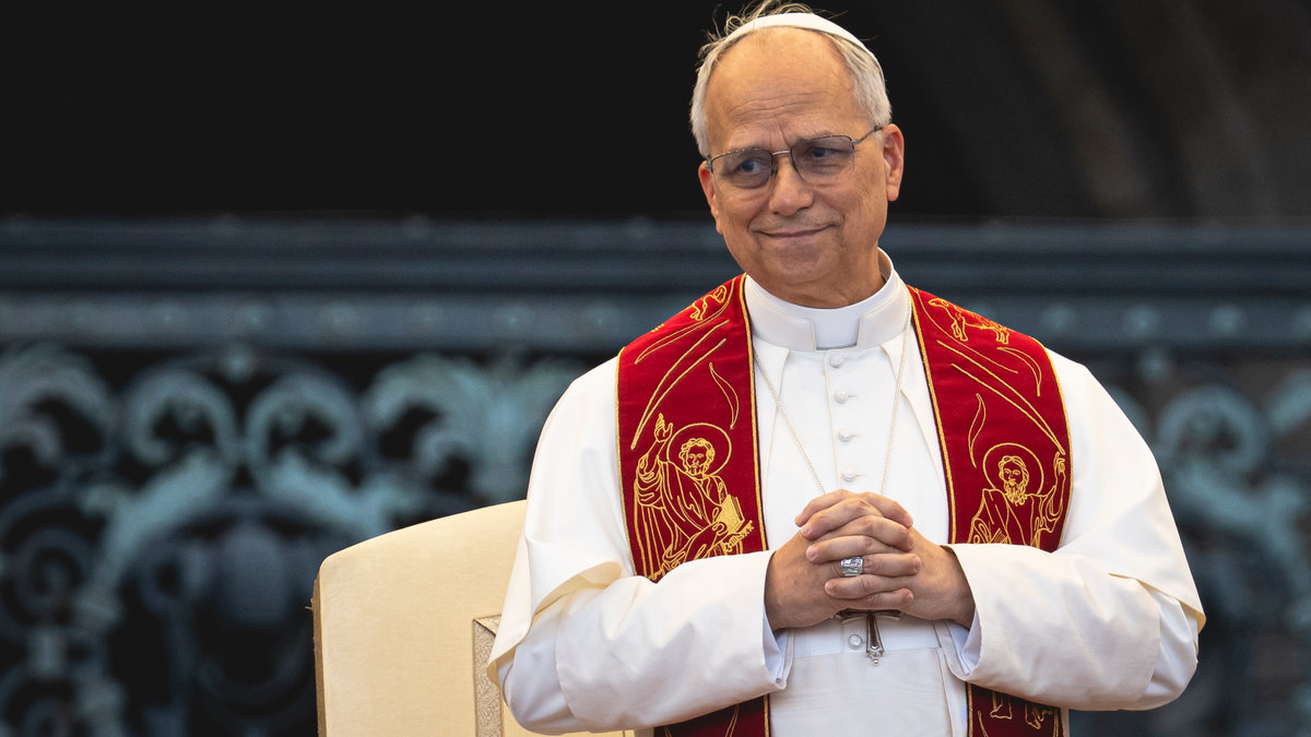 Pope Leo XIV during the Pentecost Vigil prayer in St. Peter's Square at the Vatican on June 7, 2025.