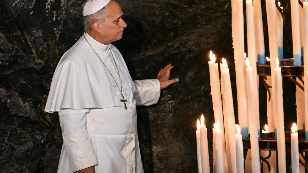 pope-leo-xiv-touches-rock-grotto-massabielle-lourdes-prayer-france-september-26-2026