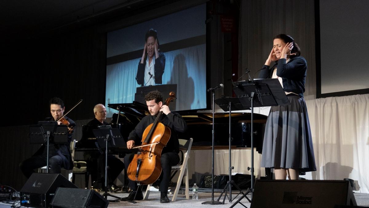 A performance of "Etty Hillesum: The Thinking Heart of the Barracks."