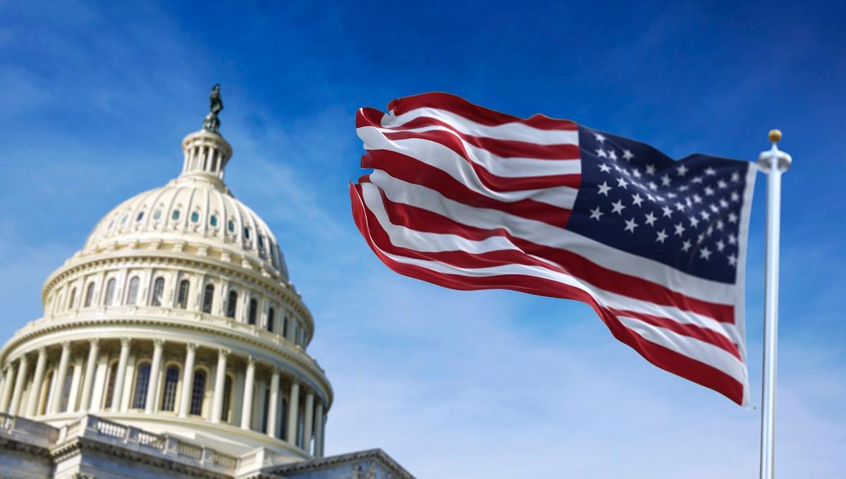 US Flag over Capital Hill