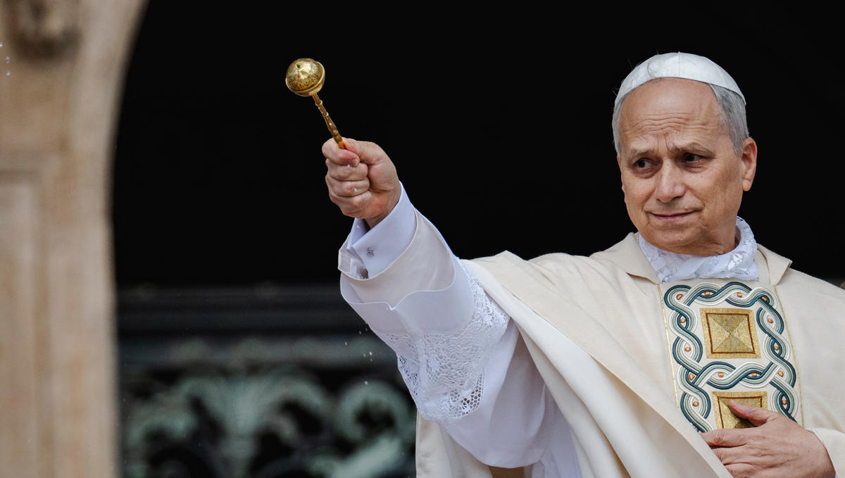 Pope Leo XIV leads a Holy Mass for the Beginning of his Pontificate, in St Peter's square in The Vatican on May 18, 2025.