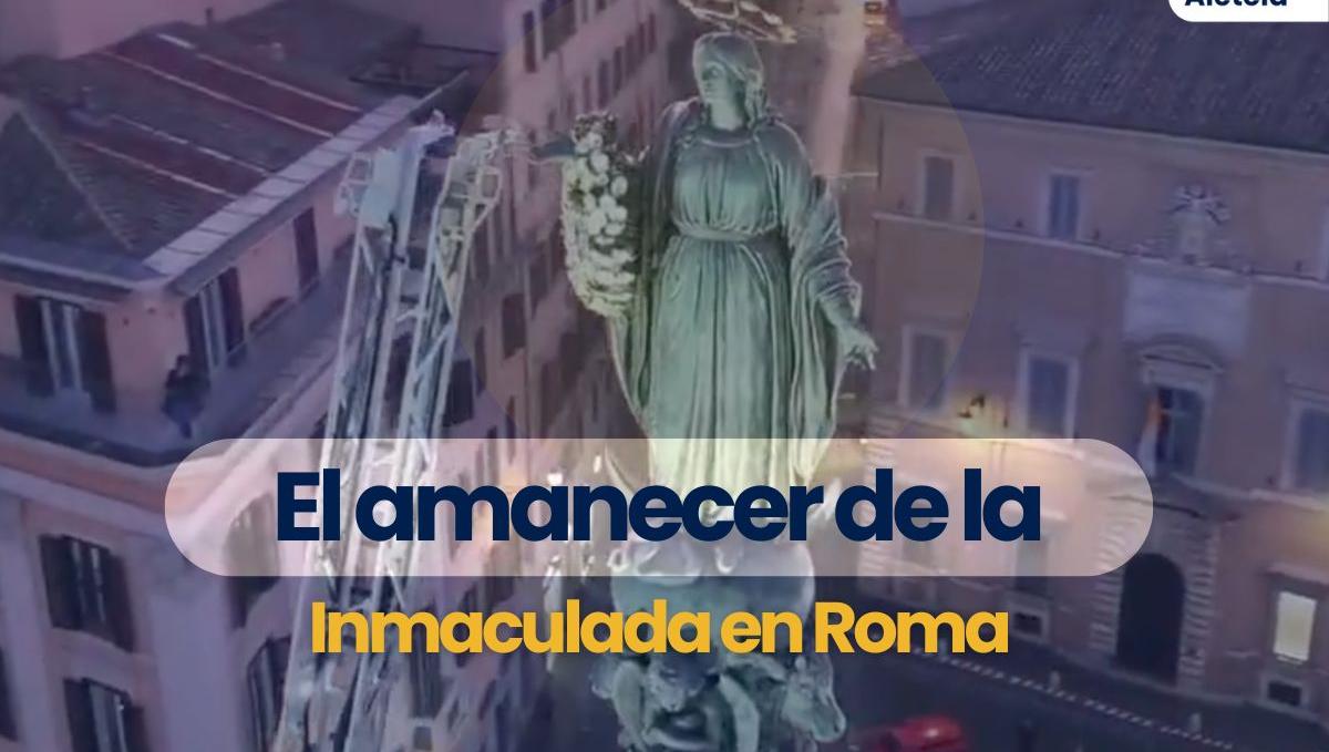 El amanecer de la Inmaculada en Roma.