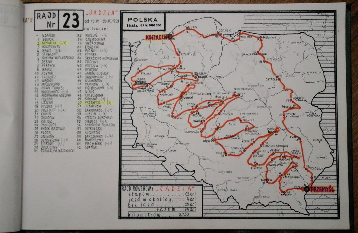 trasa słynnej rowerowej wyprawy Mieczysława Parczyńskiego