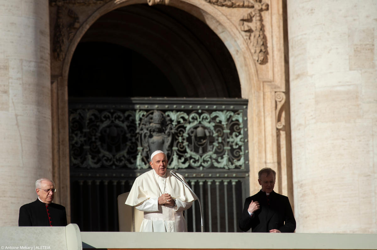 Pope Francis during his weekly general audience in St. Peter's square