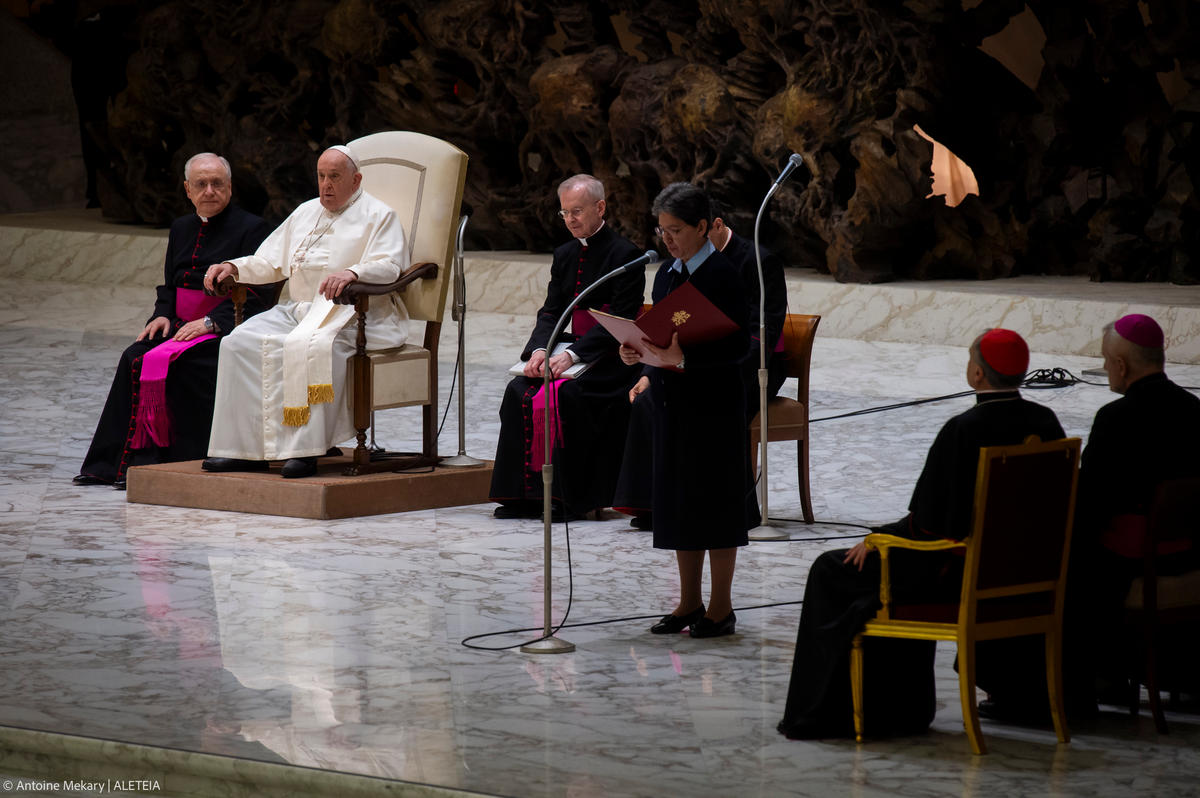 Pope Francis during his weekly general audience in Paul VI Hall at the Vatican.