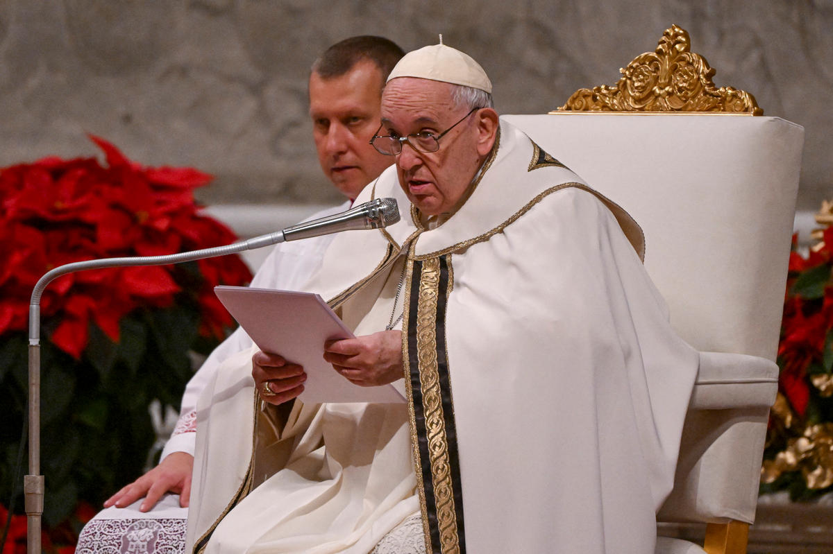 Pope Francis attends the Christmas Eve mass-AFP