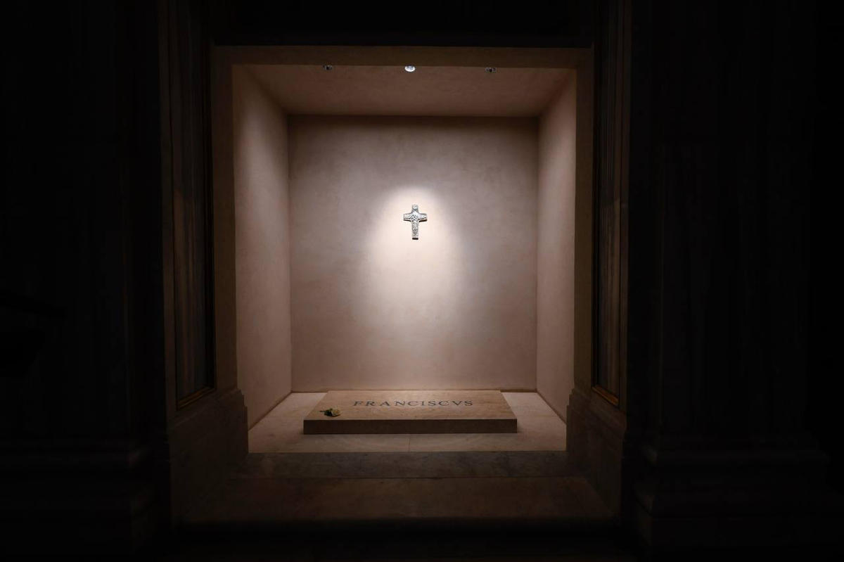 Some photos of Pope Francis' tomb at the Basilica of Saint Mary Major, Sunday, April 27, 2025