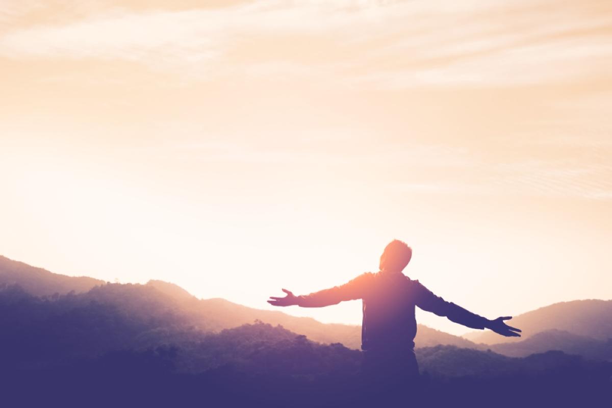 Man worships in nature