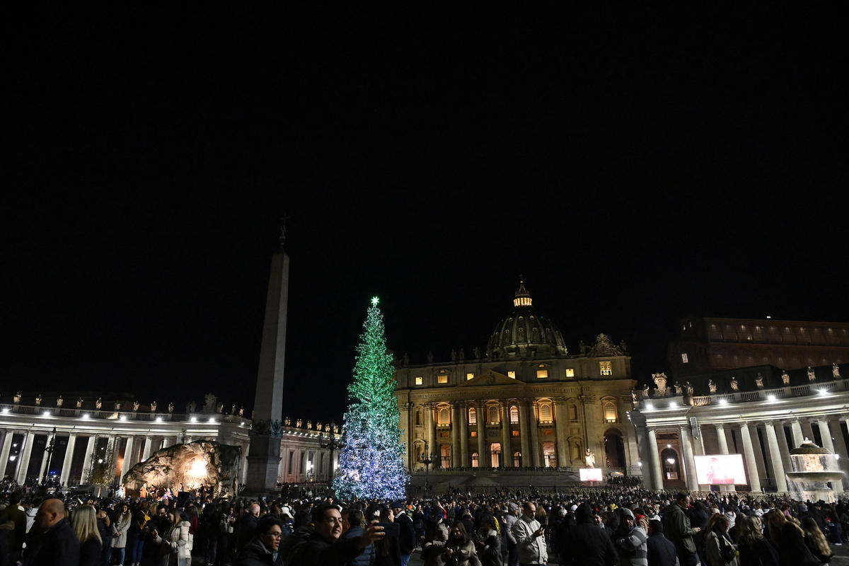 St. Peter's Square - Christmas tree and nativity scene lighting ceremony at the Vatican Dec.09 2023