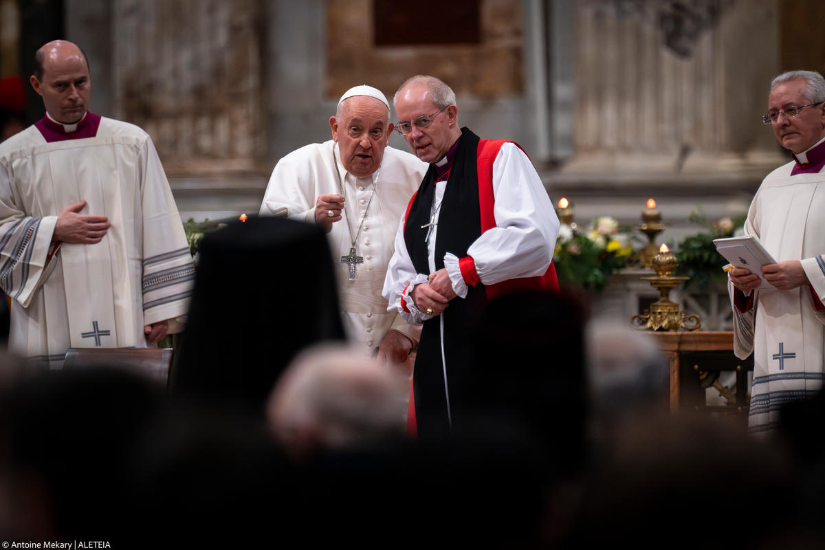 Pope Francis leads the vespers in the Roman Basilica of St. Paul Outside The Walls