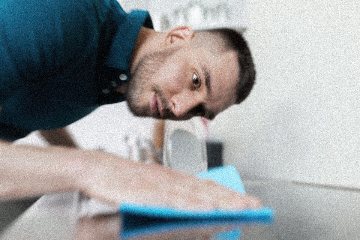 Perfectionist cleaning kitchen