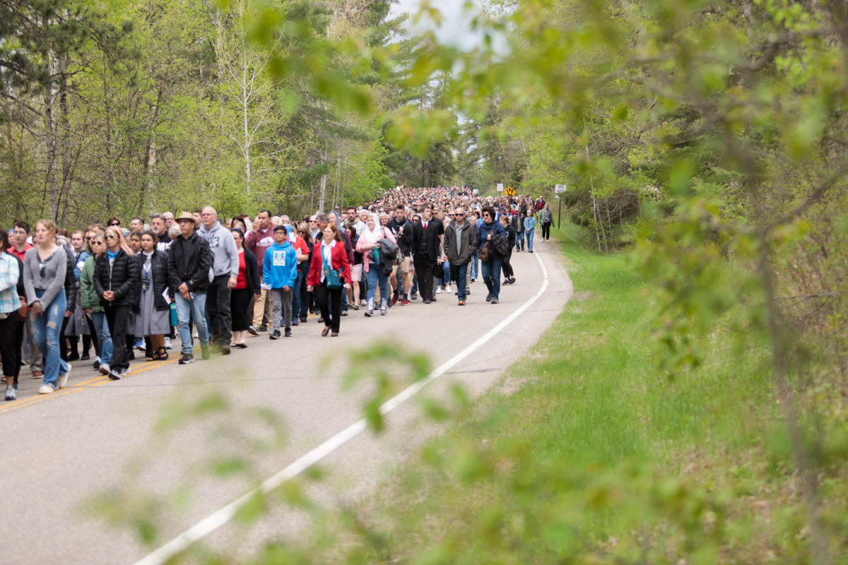 People follow Eucharistic procession
