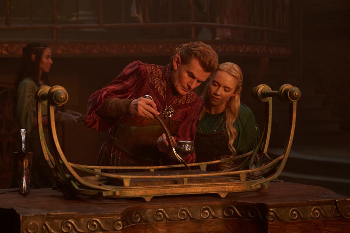 Charles Edwards as Celebrimdor and Amelia Kenworthy as Mirdania in "Rings of Power" season two