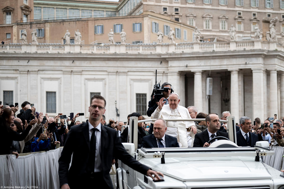 Pope Francis during his weekly general audience in St. Peter's square at the Vatican on November 20, 2024.
