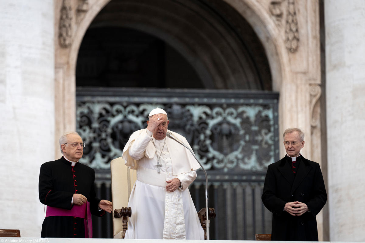 Pope Francis during his weekly general audience in St. Peter's square at the Vatican on November 20, 2024