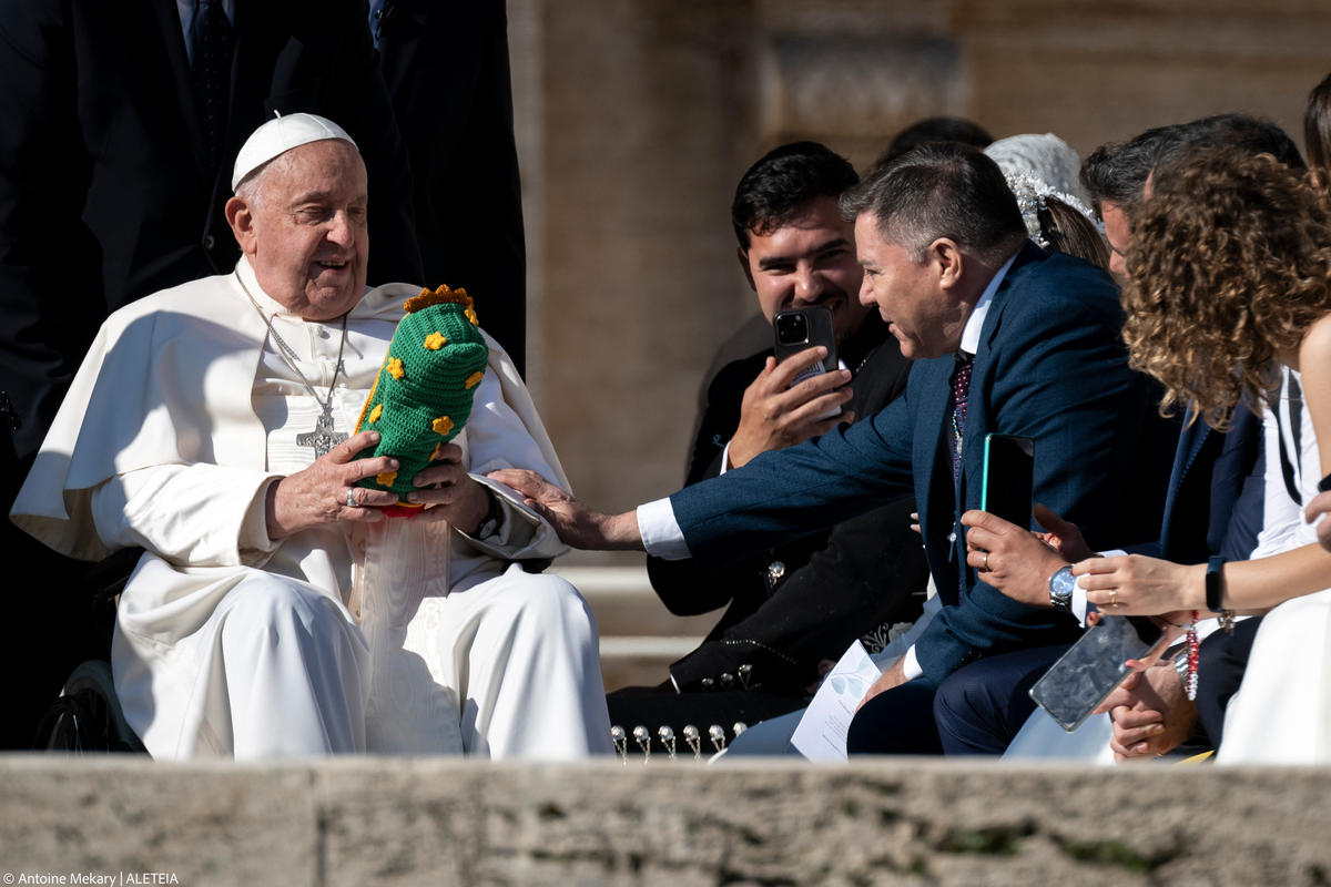 Pope Francis during his weekly general audience in St. Peter's square at the Vatican on November 06, 2024