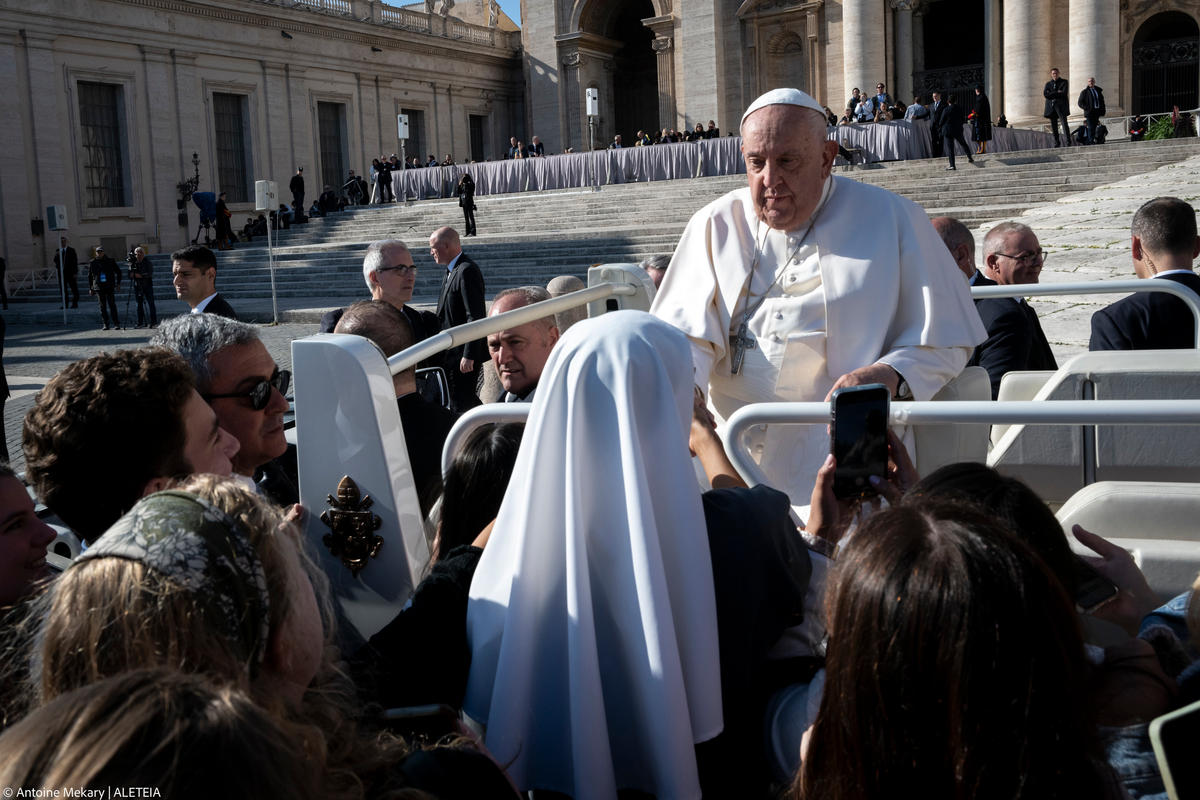 Pope Francis during his weekly general audience in St. Peter's square at the Vatican on November 06, 2024