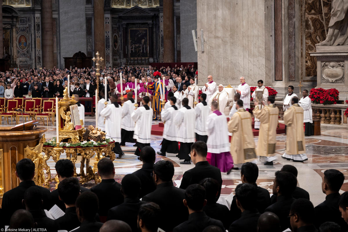 Pope Francis presides a mass for the Epiphany in Saint Peter's Basilica at the Vatican on January 6, 2025