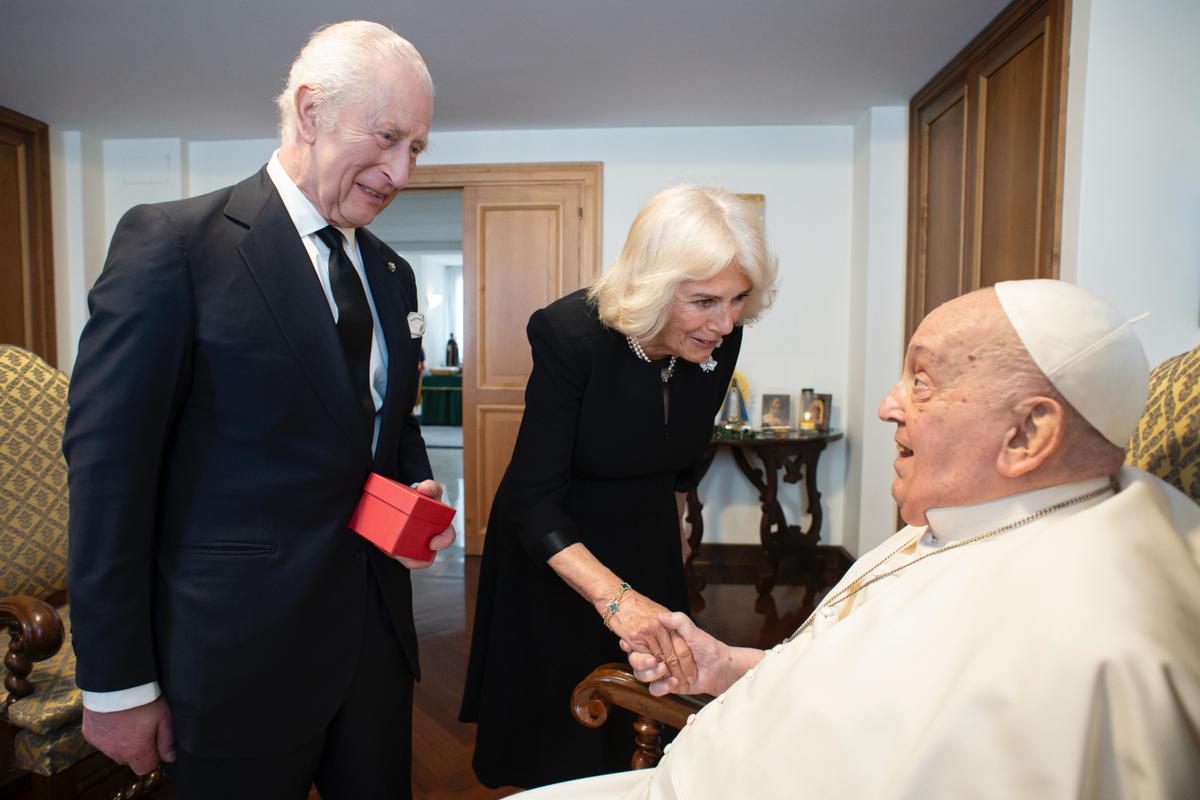 Pope Francis private meeting with Their Majesties King Charles and Queen Camilla