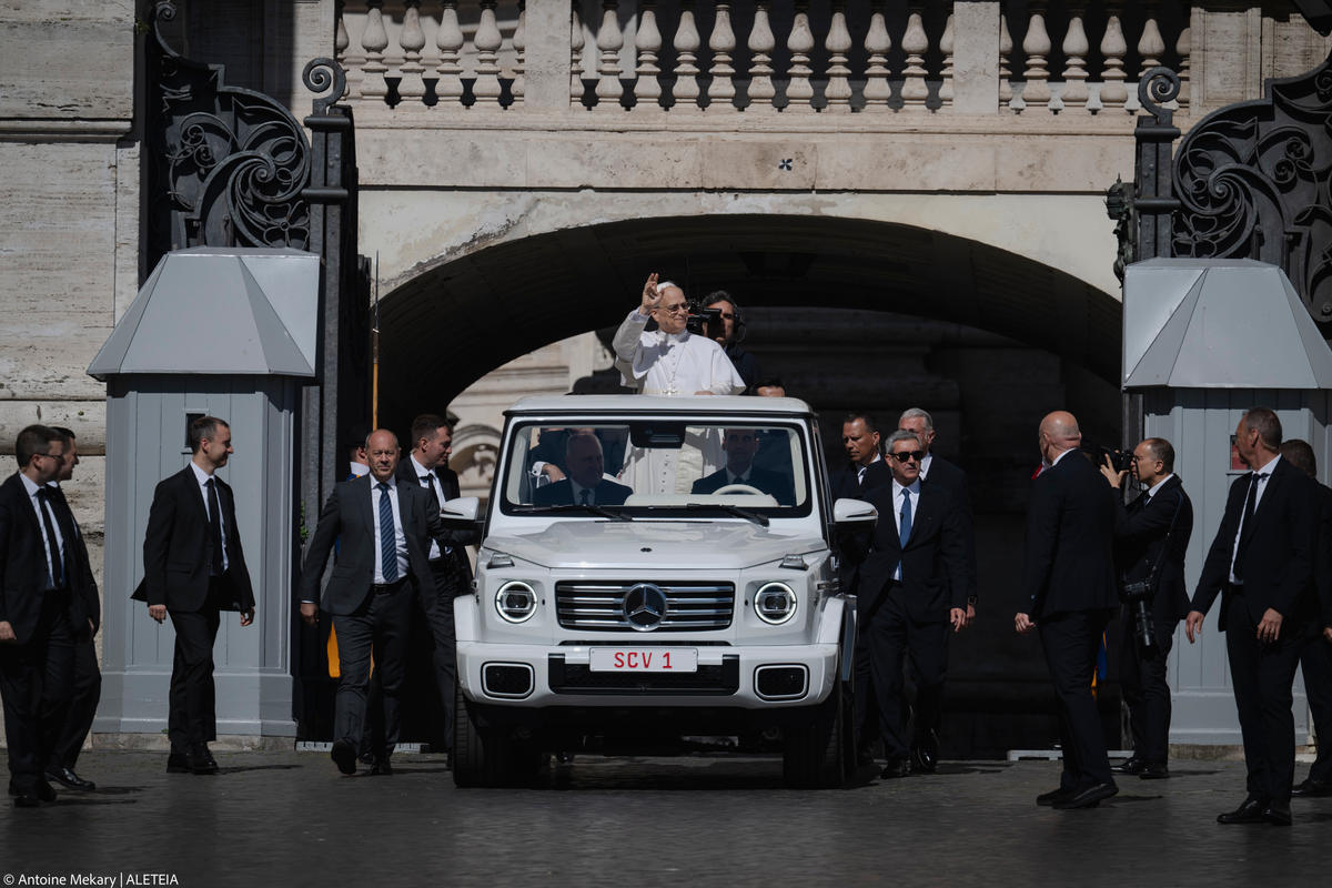 Pope Leo XIV during his weekly general audience at St Peter's Square at The Vatican, on May 28, 2025.