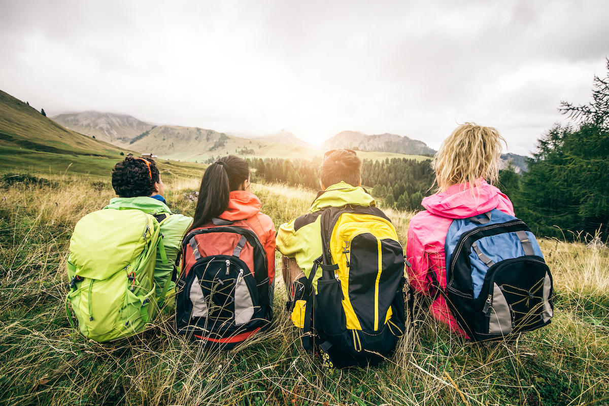 Four backpackers