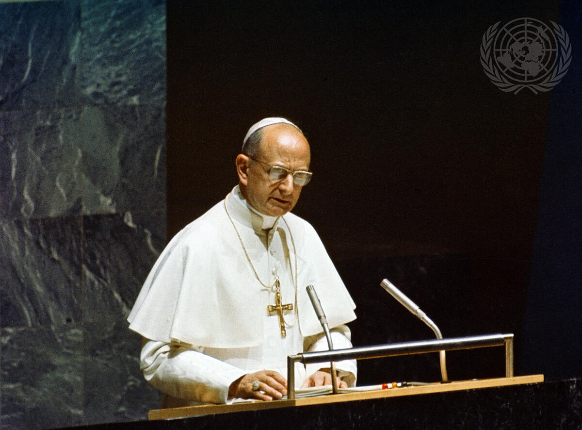 SLIDE FIVE: Holy See Mission: 60 years presence at the UN - Pope Paul VI addresses the General Assembly of the UN - Oct 4, 1965